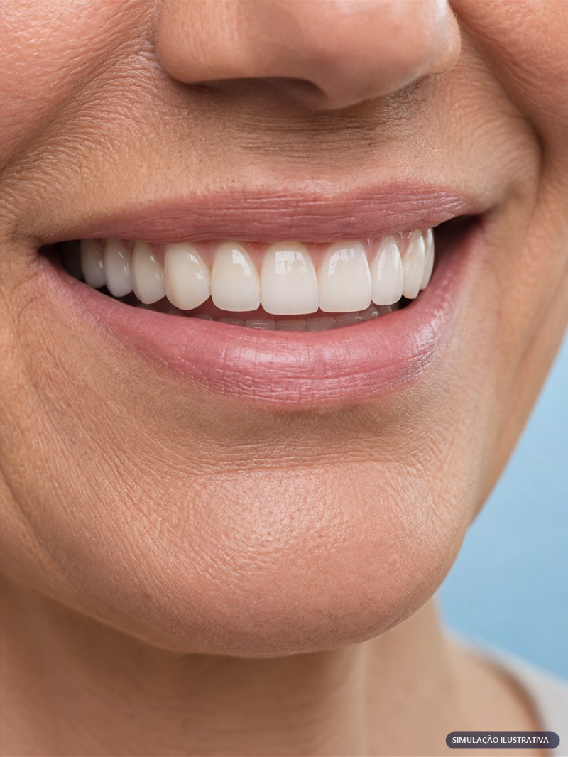 Simulação digital ilustrativa do resultado com implantes dentários